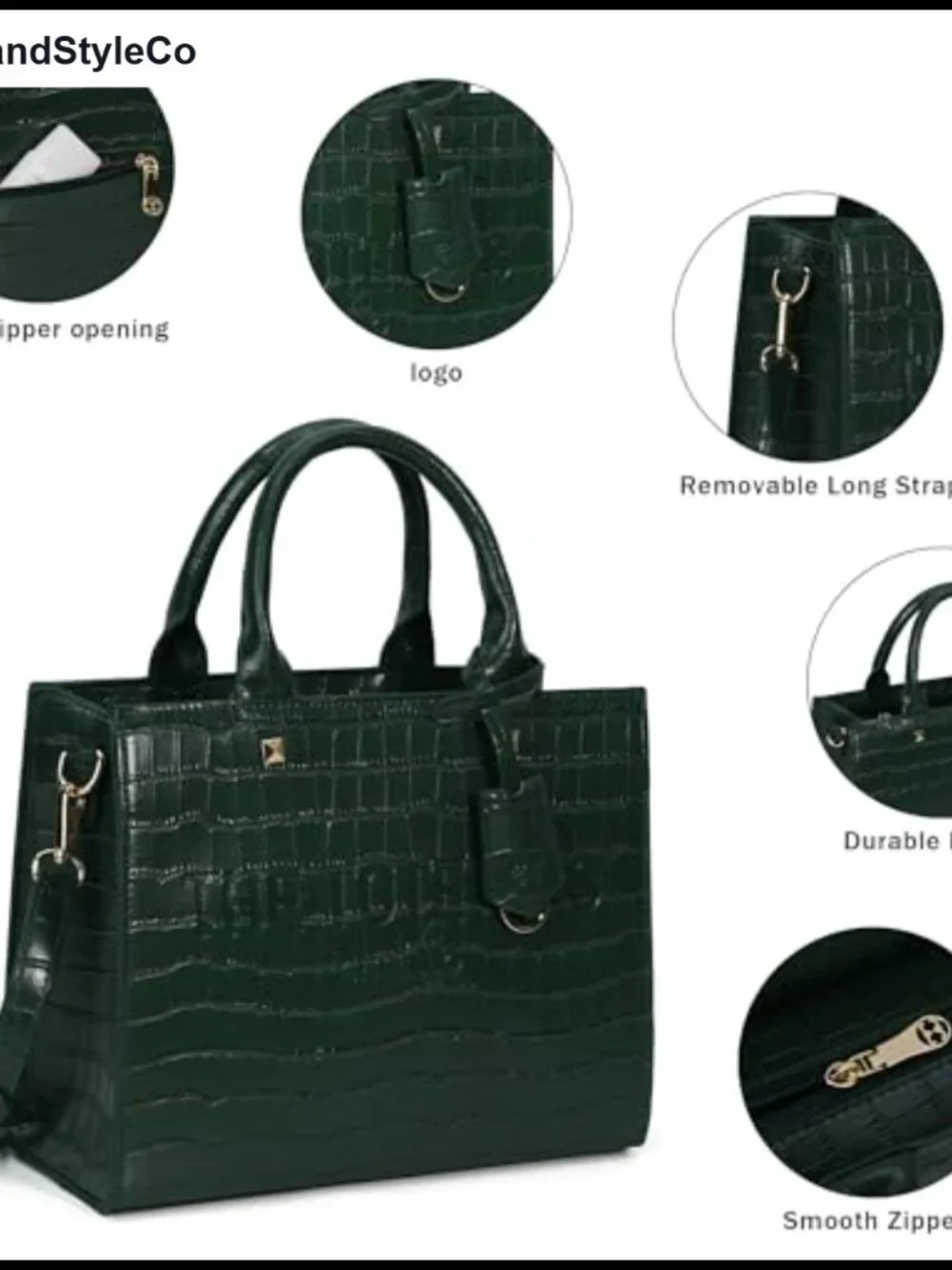 Faux Leather Tote Bag Satchel Purse with Shoulder Strap Adjustable Detachable